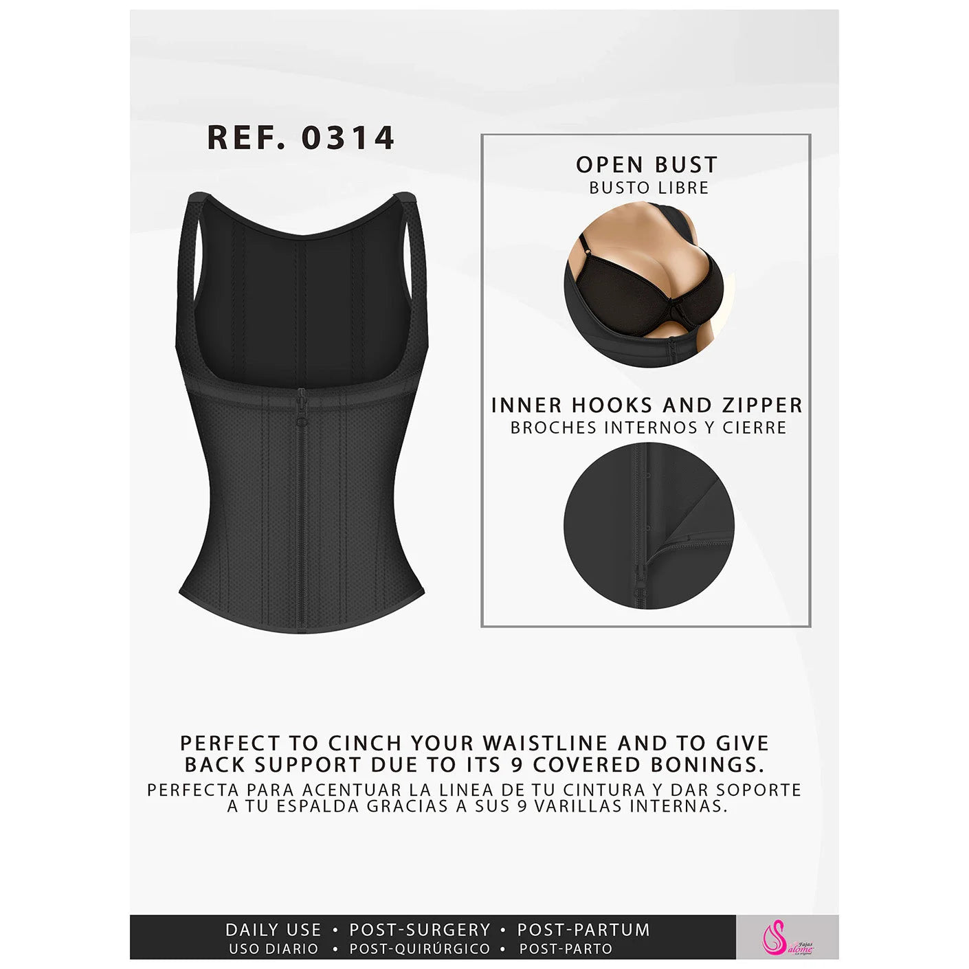 FAJAS SALOME 0314 | WAIST CINCHER TRAINER SHAPEWEAR FOR WOMEN | POWERNET