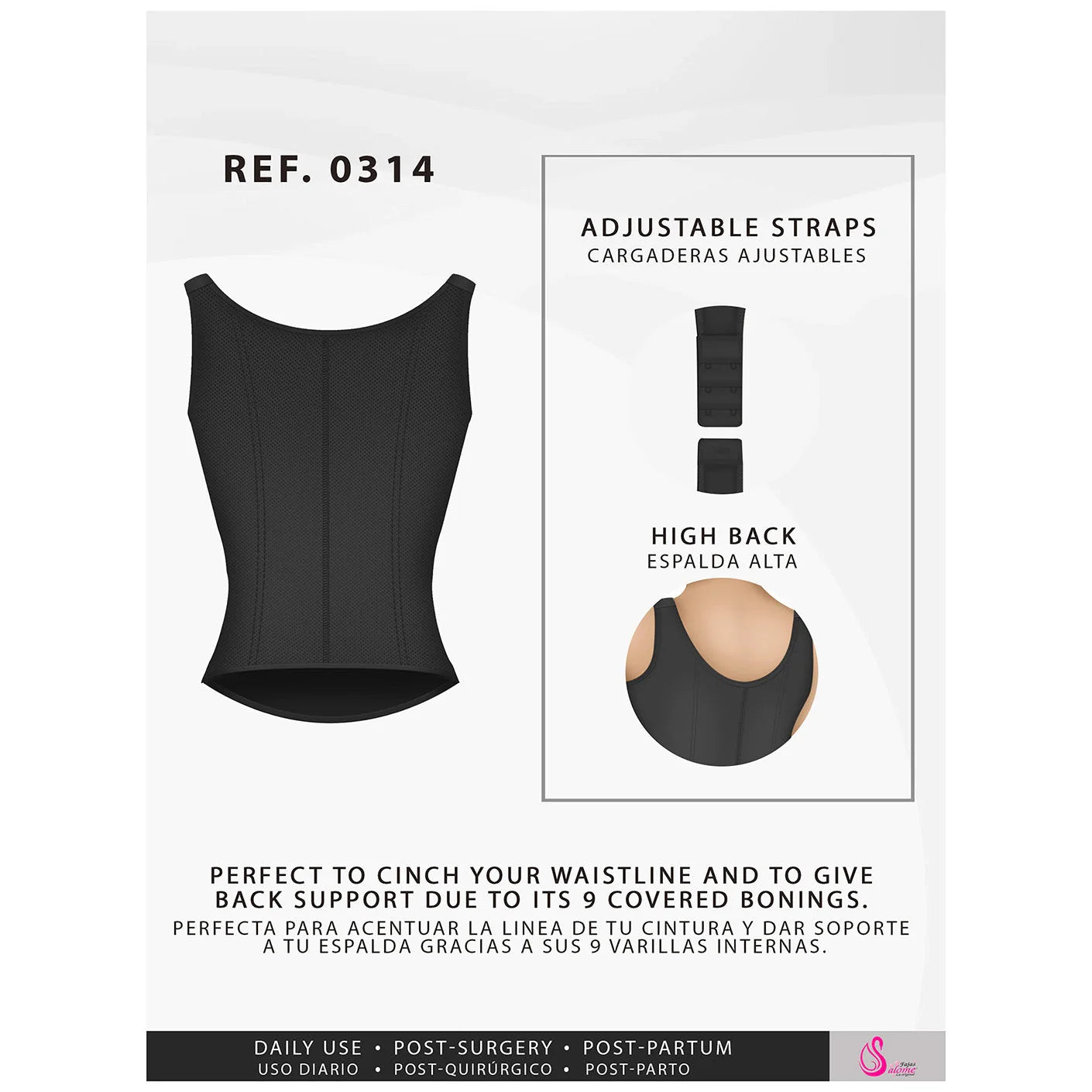 FAJAS SALOME 0314 | WAIST CINCHER TRAINER SHAPEWEAR FOR WOMEN | POWERNET